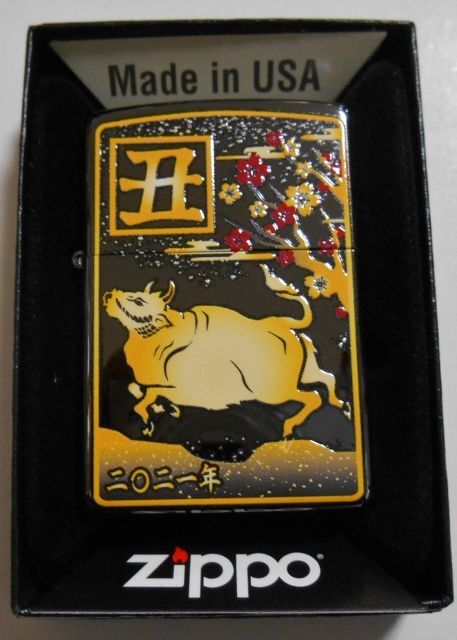 画像1: ☆豪華 令和三年 丑！２０２１年 干支 丑 ブラックチタン 限定生産 ＺＩＰＰＯ！新品