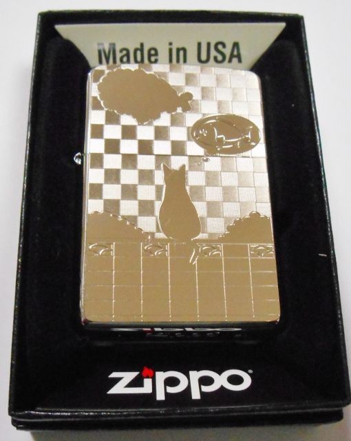 画像1: 😹ネコと雲！輝く・・ METAL PLATE 繊細な彫刻 ２０２０年 ZIPPO！新品