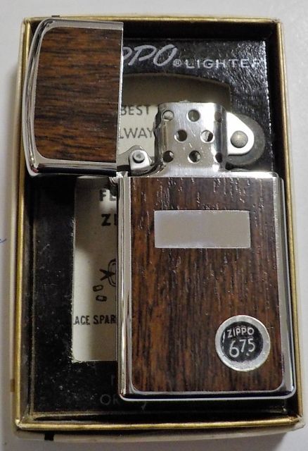 ☆１９７３年 VINTAGE スリム ＃１６５１ 両面WOOD VINYL Slim Zippo