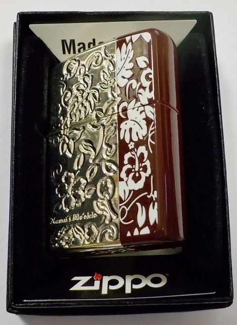 画像: ☆お洒落な２カラー！Hawaii ハイビスカス ２００４年３月 チョコカラー＆銀加工 ZIPPO！未使用品