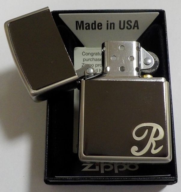 画像: ☆イニシャル・・R　人気の・・ブラックイニシャル！銀加工 ２０１８年 ZIPPO！新品