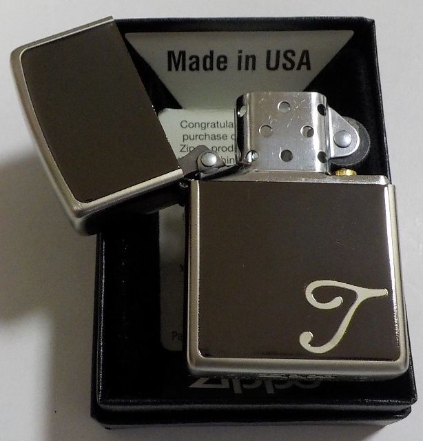 画像: ☆イニシャル・・T　人気の・・ブラックイニシャル！銀加工 ２０１８年 ZIPPO！新品