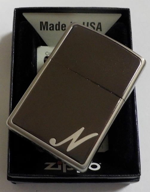 画像: ☆イニシャル・・N　人気の・・ブラックイニシャル！銀加工 ２０１８年 ZIPPO！新品