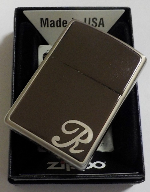 画像: ☆イニシャル・・R　人気の・・ブラックイニシャル！銀加工 ２０１８年 ZIPPO！新品