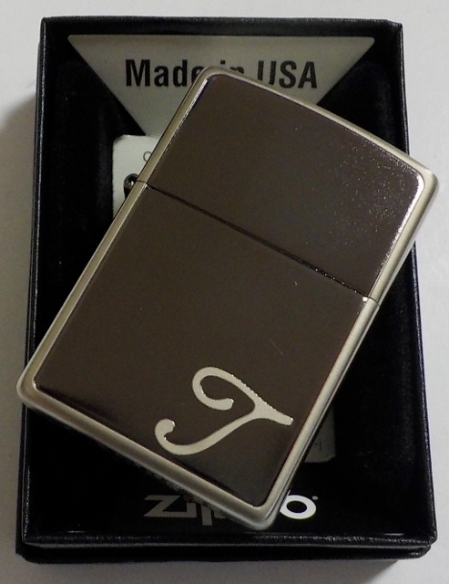 画像: ☆イニシャル・・T　人気の・・ブラックイニシャル！銀加工 ２０１８年 ZIPPO！新品