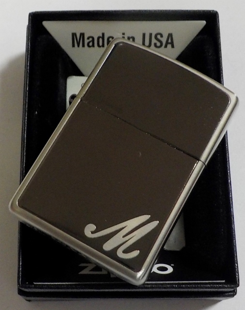 画像: ☆イニシャル・・M　人気の・・ブラックイニシャル！銀加工 ２０１８年 ZIPPO！新品