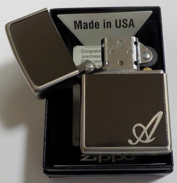 画像: ☆イニシャル・・A　人気の・・ブラックイニシャル！銀加工 ２０１８年 ZIPPO！新品