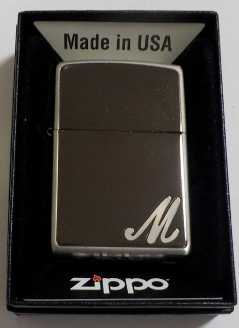 画像1: ☆イニシャル・・M　人気の・・ブラックイニシャル！銀加工 ２０１８年 ZIPPO！新品