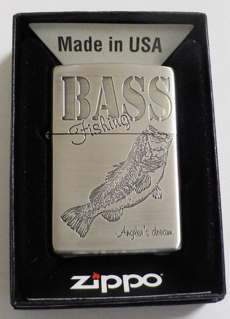 画像1: ★釣道！ブラックバス BASS FiSHING 繊細な彫刻 ２０１９年 シルバーサテン ZIPPO！新品