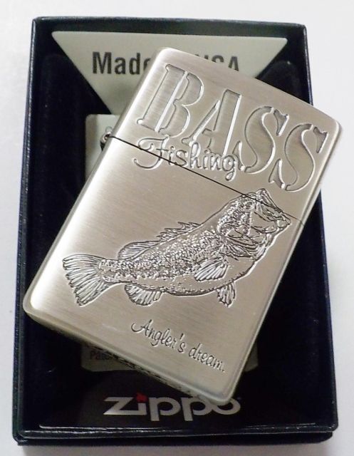 画像: ★釣道！ブラックバス BASS FiSHING 繊細な彫刻 ２０１９年 シルバーサテン ZIPPO！新品