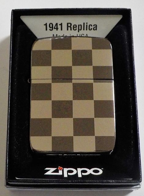 画像1: ★１９４１ 人気の・・市松模様！輝く・・ブラック＆シルバーミラー　両面デザイン  ２００９年 ＺＩＰＰＯ！未使用品