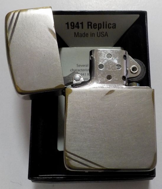 画像: ★渋い！１９４１ VINTAGE風 USED加工！両面ダイアゴナルライン ２０１５年 ZIPPO！新品