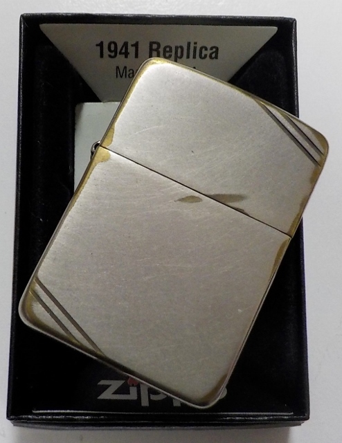 画像: ★渋い！１９４１ VINTAGE風 USED加工！両面ダイアゴナルライン ２０１５年 ZIPPO！新品
