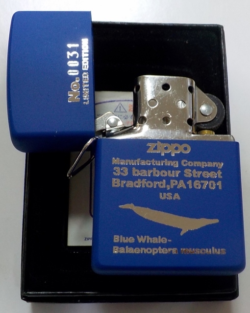 画像: ☆くじら！Blue Whale ２０００年１月 限定 全六面ブルー！便利な三角カン付 ZIPPO！新品