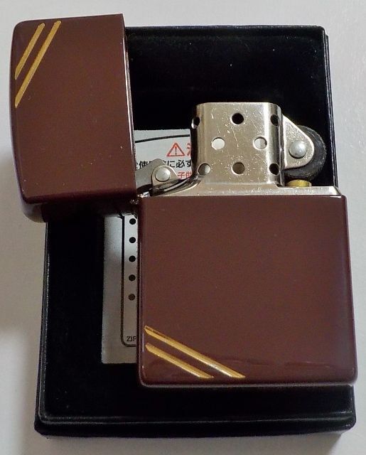 画像: ☆全面 チョコブラウン！カラフル＆シンプル！両面ダイアゴナルライン ２００７年 ZIPPO！新品