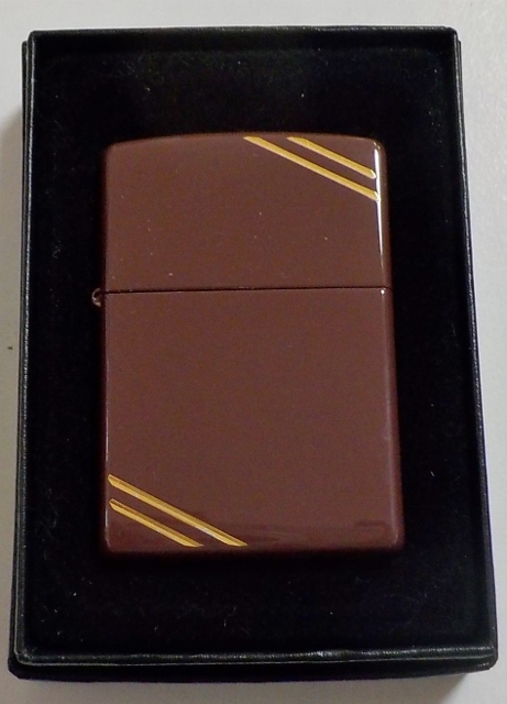 画像: ☆全面 チョコブラウン！カラフル＆シンプル！両面ダイアゴナルライン ２００７年 ZIPPO！新品