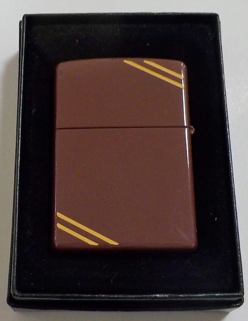 画像: ☆全面 チョコブラウン！カラフル＆シンプル！両面ダイアゴナルライン ２００７年 ZIPPO！新品