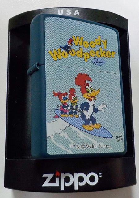 画像: ☆ウッドぺッカー！Woody Woodpecker ２００３年５月  サーフィン柄  全面ブルー  ZIPPO！新品