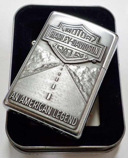 画像:  ★USA HARLEY-DAVIDSON★迫力のメタルエンブレム！２００５年２月 Satin Chrome Zippo！新品D