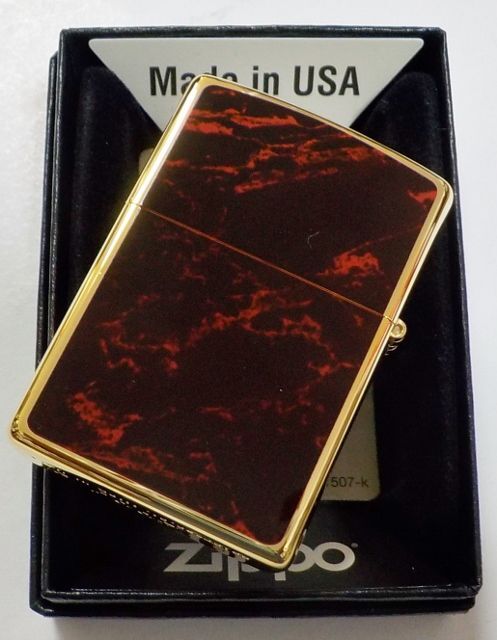 画像: ☆豪華！RED MARBLE ＆ ZIPPO LOGO！高級感あふれる・・GOLD ZIPPO！新品