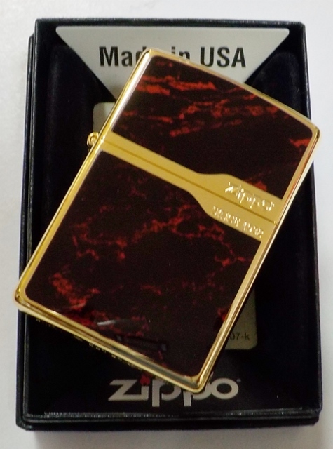 画像: ☆豪華！RED MARBLE ＆ ZIPPO LOGO！高級感あふれる・・GOLD ZIPPO！新品