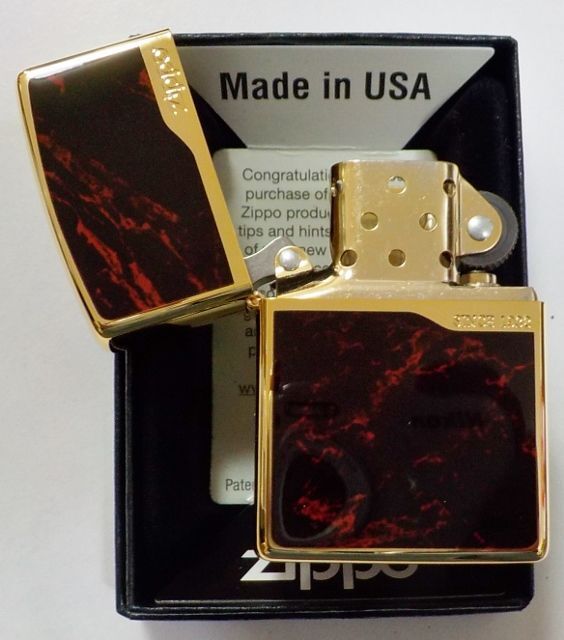 画像: ☆豪華！RED MARBLE ＆ ZIPPO LOGO！高級感あふれる・・GOLD ZIPPO！新品