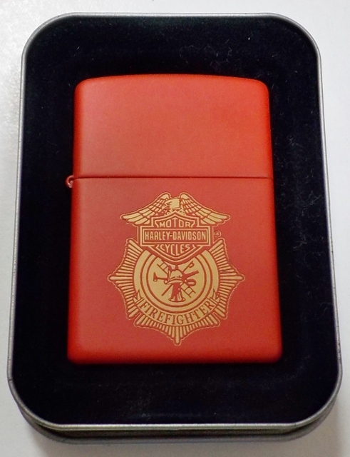 画像1:  ★USA HARLEY-DAVIDSON ★FIRE FIGHTER（消防官）２００５年２月 RED MATTE ZIPPO！新品