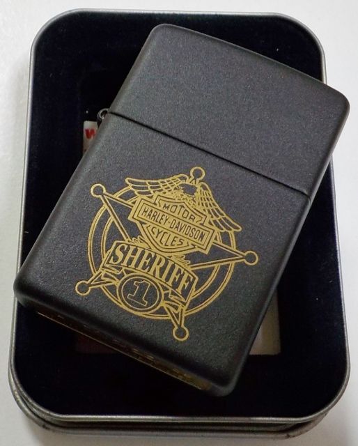 画像:  ★USA HARLEY-DAVIDSON ★SHERIFF（保安官）２００５年１月 BLACK  MATTE ZIPPO！未使用品