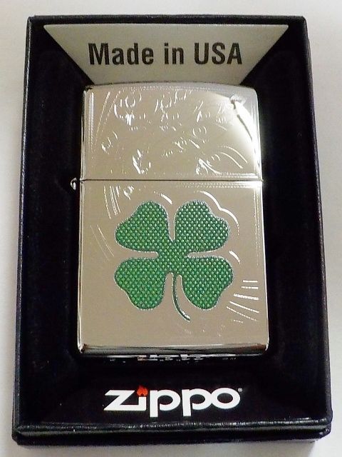 画像1: ☆四つ葉のクローバー！Four Leaf Clover Auto Engrave Design ＃２５０ Zippo！新品