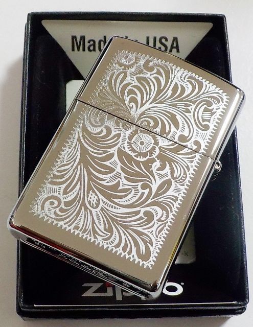 画像: ☆Venetian！伝統のベネチアン柄（唐草模様)！両面デザイン ２０２２年 ＃２５０ High Polish Chrome Zippo！新品