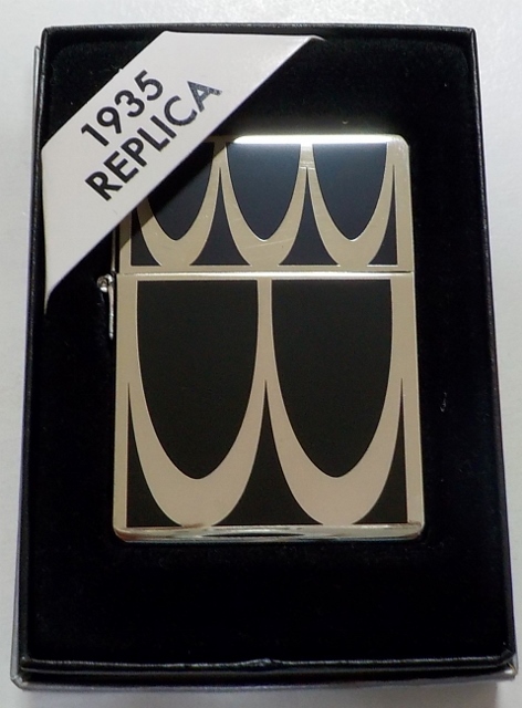 画像1: ☆１９３５ アール・ヌーヴォー！ブラック ＆ シルバープレート ２００８年１月 ZIPPO！新品