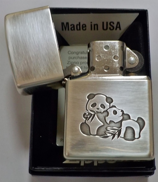 画像: 🐼 双子のパンダ！可愛い Panda シルバー銀加工いぶし仕上げ ２０２１年 ZIPPO！新品