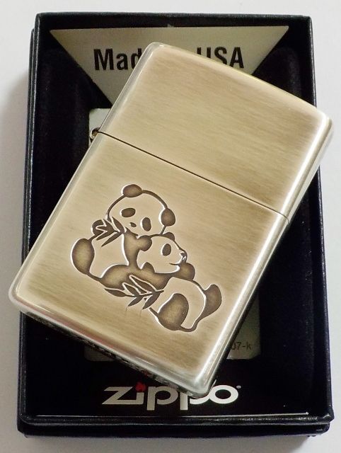 画像: 🐼 双子のパンダ！可愛い Panda シルバー銀加工いぶし仕上げ ２０２１年 ZIPPO！新品