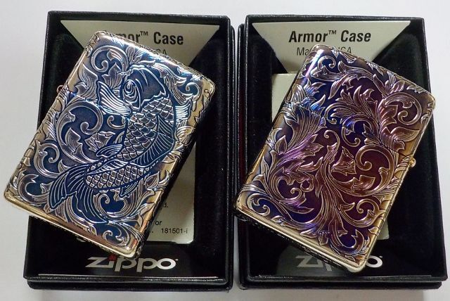 画像: ☆鯉 CARP ＆アラベスク模様！５面連続加工！新色オーロラシルバー ２０２２年 アーマー ZIPPO！新品