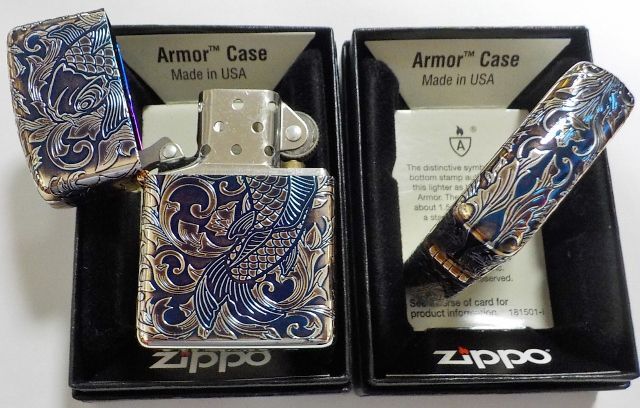 画像: ☆鯉 CARP ＆アラベスク模様！５面連続加工！新色オーロラシルバー ２０２２年 アーマー ZIPPO！新品