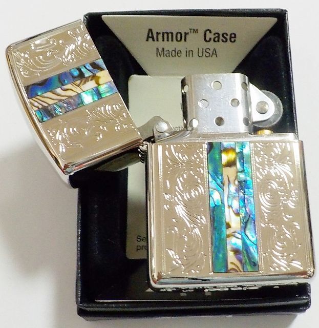 画像: ☆豪華アーマー！SHELL 天然貝貼り ★クラシカルデザイン 両面加工 ２０２０年 ARMOR ZIPPO！新品A