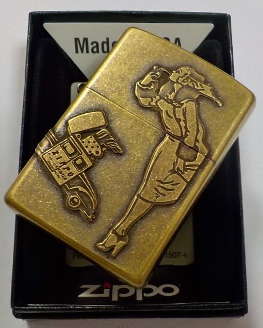 画像: ☆VINTAGE感あふれる・・Windy ＆ ZippoCar オールドメタル 真鍮古美 ZIPPO！新品