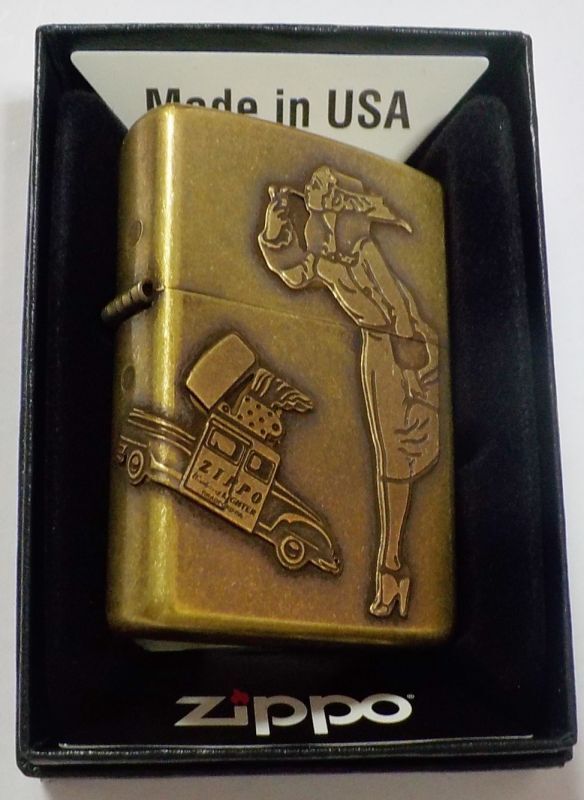 画像: ☆VINTAGE感あふれる・・Windy ＆ ZippoCar オールドメタル 真鍮古美 ZIPPO！新品