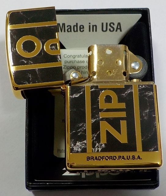 画像: ☆豪華！BLACK MARBLE ＆ 両面 ZIPPO LOGO！高級感あふれる・・GOLD ZIPPO！新品