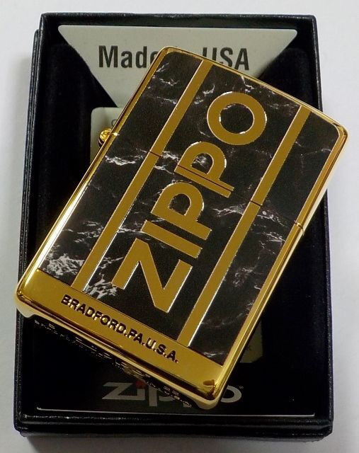 画像: ☆豪華！BLACK MARBLE ＆ 両面 ZIPPO LOGO！高級感あふれる・・GOLD ZIPPO！新品