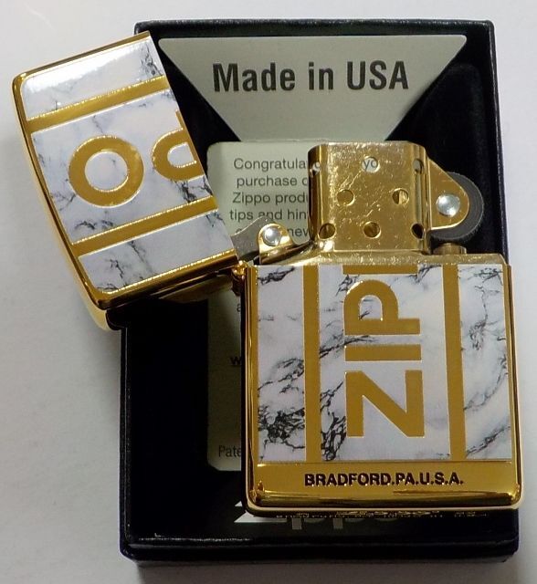 画像: ☆豪華！WHITE MARBLE ＆ 両面 ZIPPO LOGO！高級感あふれる・・GOLD ZIPPO！新品