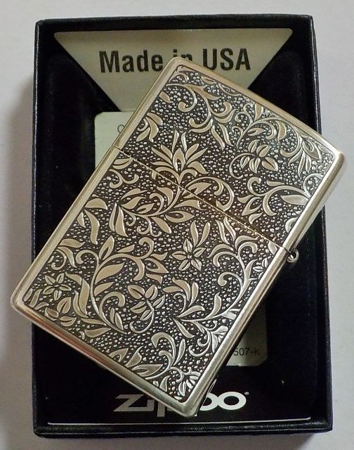 画像: ★渋い・・両面 唐草デザイン！銀いぶし ２面繊細なエッチング仕上げ ZIPPO！新品