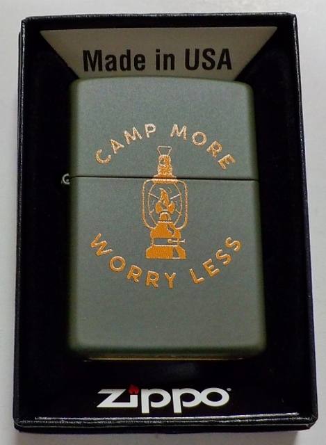 画像1: ☆楽しい・・キャンプ！ランタンデザイン☆ CAMP MORE・WORRY LESS ☆ USA  GREEN  ZIPPO！新品