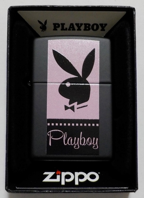 画像: ☆PLAYBOY！人気の・・プレイボーイ PINK BUNNY  渋いブラック Black Matte Zippo！新品