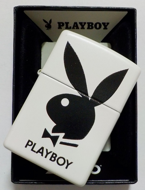 画像: ☆PLAYBOY！人気の・・プレイボーイ  BUNNY HEAD LOGO  白  WHITE Matte Zippo！新品