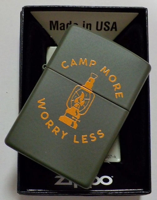 画像: ☆楽しい・・キャンプ！ランタンデザイン☆ CAMP MORE・WORRY LESS ☆ USA  GREEN  ZIPPO！新品