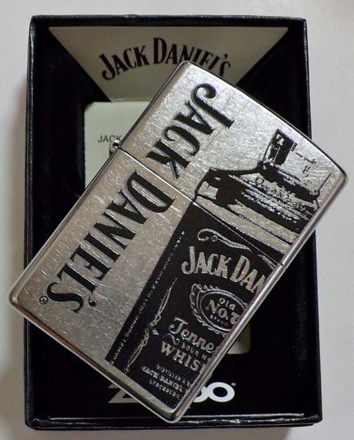画像: ☆Jack Daniel's！人気のウィスキー ジャック・ダニエルズ！OLD NO.7 ボトル柄  Street Chrome Zippo！新品