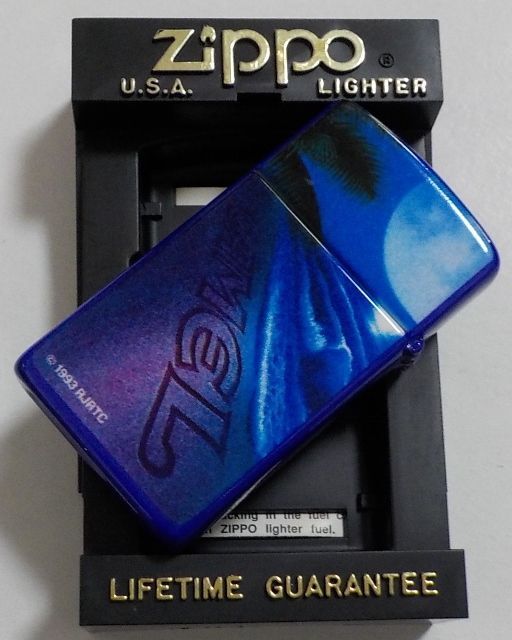 画像: ☆キャメル！CAMEL SLIM！１９９３年 お洒落なパープル系 両面デザイン USA  スリム ZIPPO！未使用品