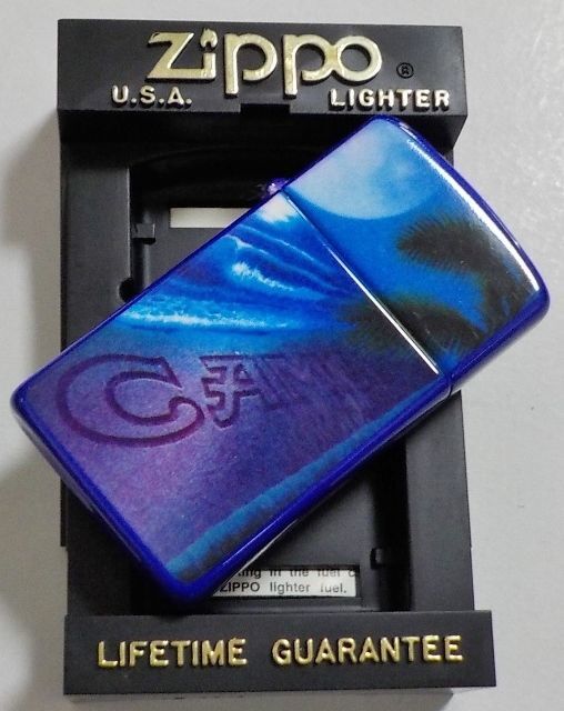 画像: ☆キャメル！CAMEL SLIM！１９９３年 お洒落なパープル系 両面デザイン USA  スリム ZIPPO！未使用品