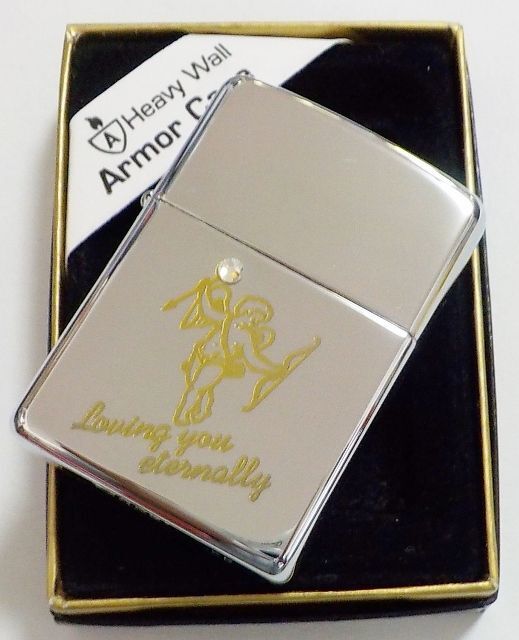 画像: ☆Armor Proto Type！キューピット 天使デザイン ★スワロフスキー付 ２００６年９月 シルバー銀加工鏡面 アーマー ZIPPO！未使用品